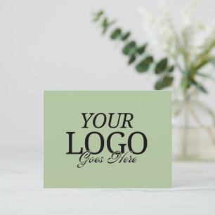 Simple Green Company Logo With QR Code Business Postcard