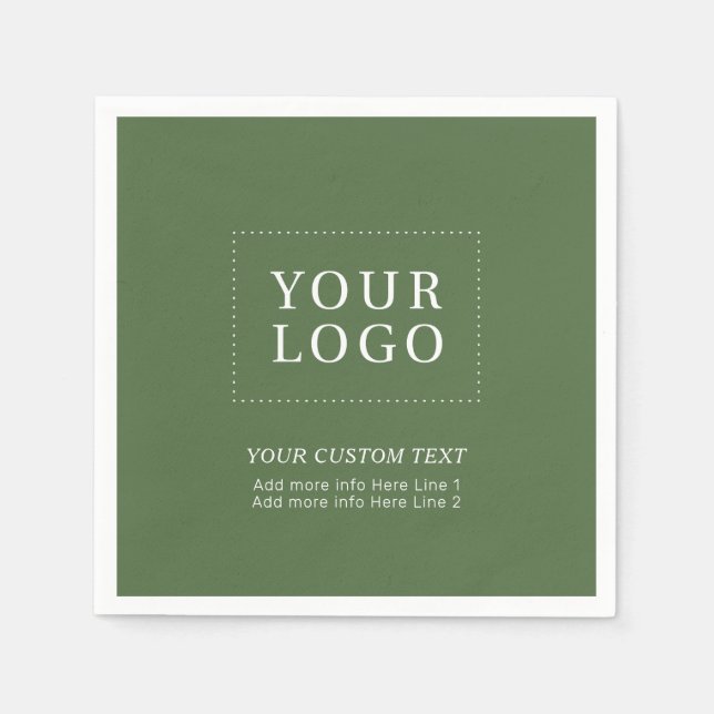 Simple Green Custom Business Logo Promotional Napkin (Front)