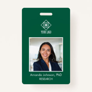 Simple Green Custom Logo Employee Photo ID ID Badge