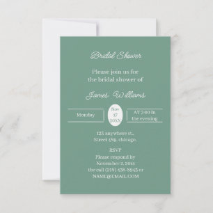 Simple Green Customised Bridal Shower Invitation