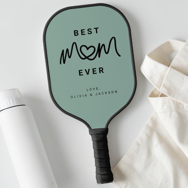 Simple Green Cute Script Cute Modern Best Mum Ever Pickleball Paddle (Simple Green Cute Script Cute Modern Best Mom Ever Pickleball Paddle)