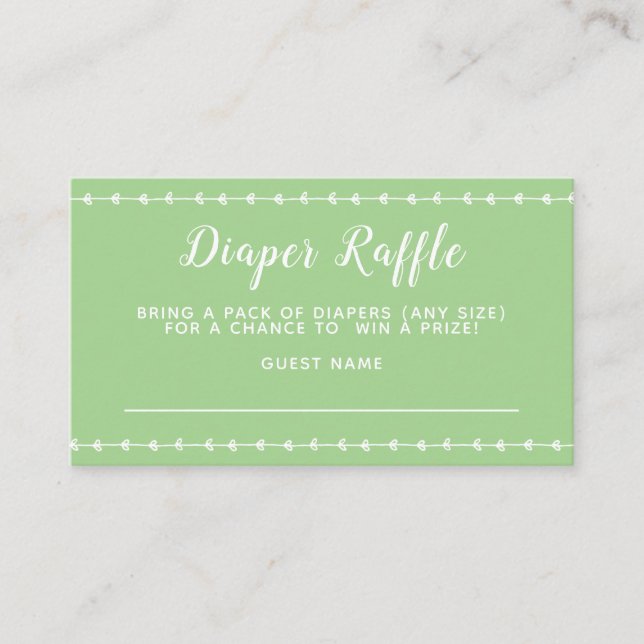 Simple Green Diaper Raffle Enclosure Card (Front)