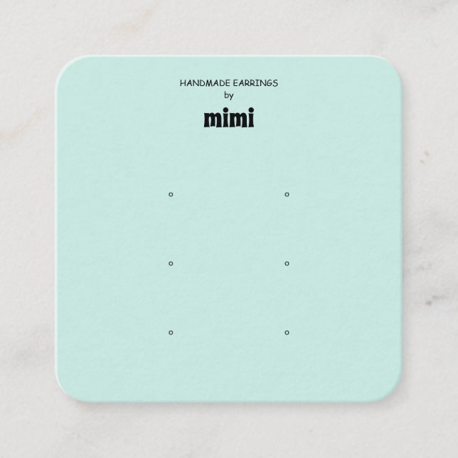 Simple Green Earring Display Card (Front)