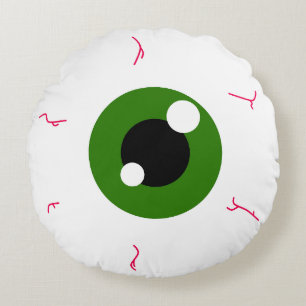 Simple Green Eyeball  Round Cushion