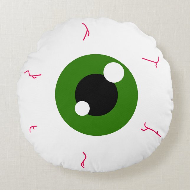 Simple Green Eyeball  Round Cushion (Front)