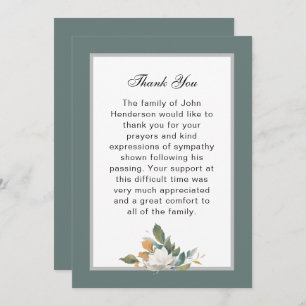 Simple Green Floral Funeral Thank You Card