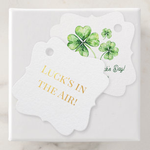 Simple Green Four Leaf Clover Luck St. Patricks Favour Tags