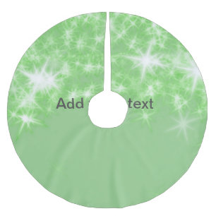 Simple green glitter sparkle stars add your text   brushed polyester tree skirt