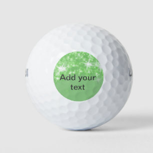 Simple green glitter sparkle stars add your text golf balls