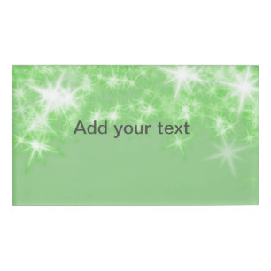 Simple green glitter sparkle stars add your text   name tag