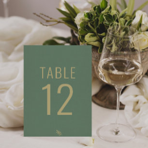 Simple Green & Gold Fancy Wedding Table Number