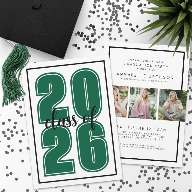 Simple Green Graduate Photo Graduation Invitation (Simple Green Graduate Photo Graduation Invitation)