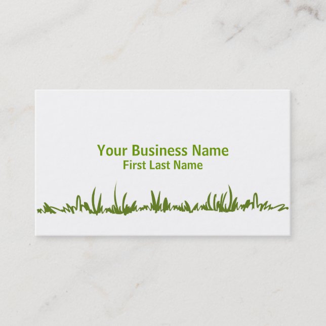 Simple green grass lawn care business cards (Front)