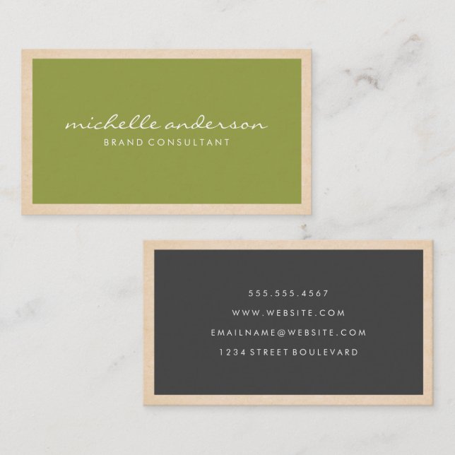 Simple Green Grey | Sleek Business Card (Front/Back)