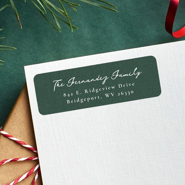 Simple green herringbone Christmas return address (Creator Uploaded)
