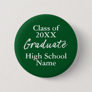 Simple Green High School Class of Graduate Script 6 Cm Round Badge