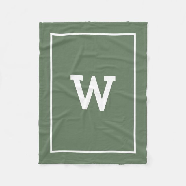 Simple Green Initial Monogram Fleece Blanket (Front)