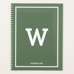 Simple Green Initial Monogram Monthly Planner