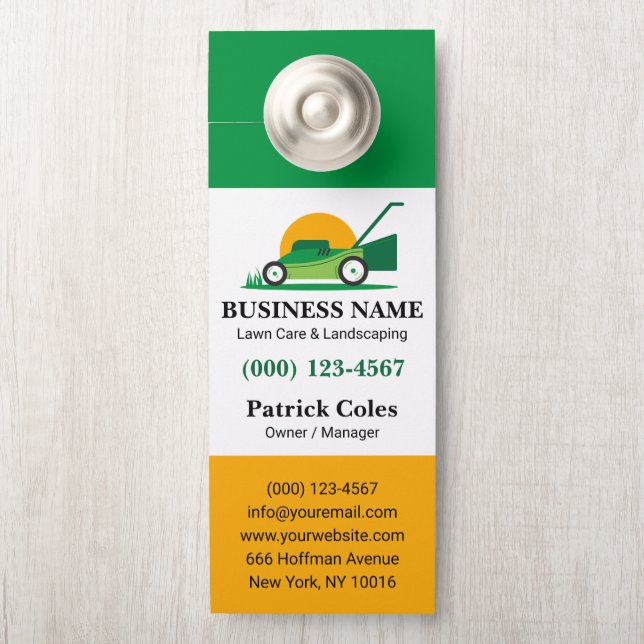 Simple Green Lawn Care & Landscaping Door Hanger (On Knob)