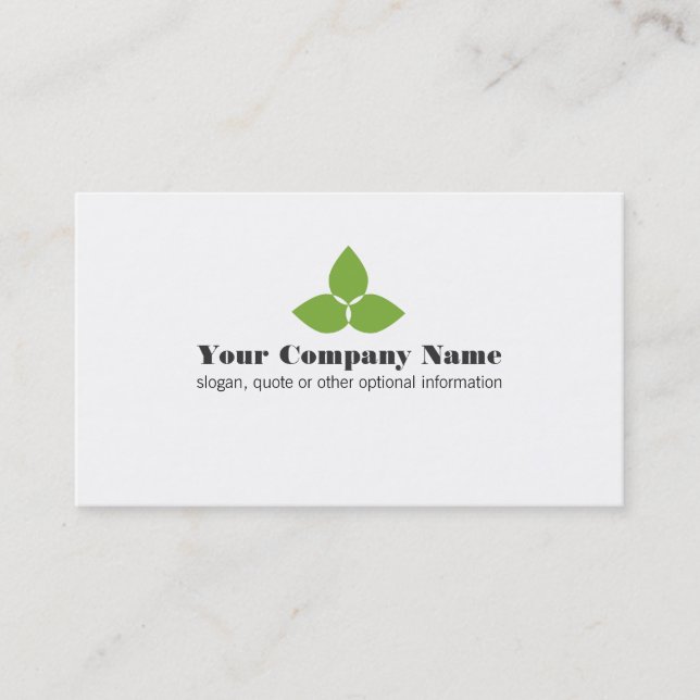 Simple Green Leaf Logo Business Card (Front)