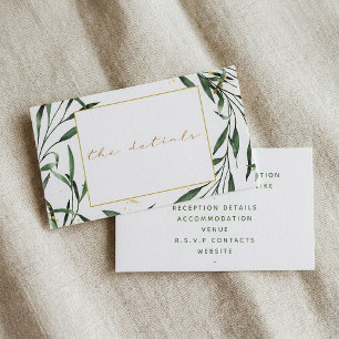 Simple green leafy border, "the details" wedding enclosure card