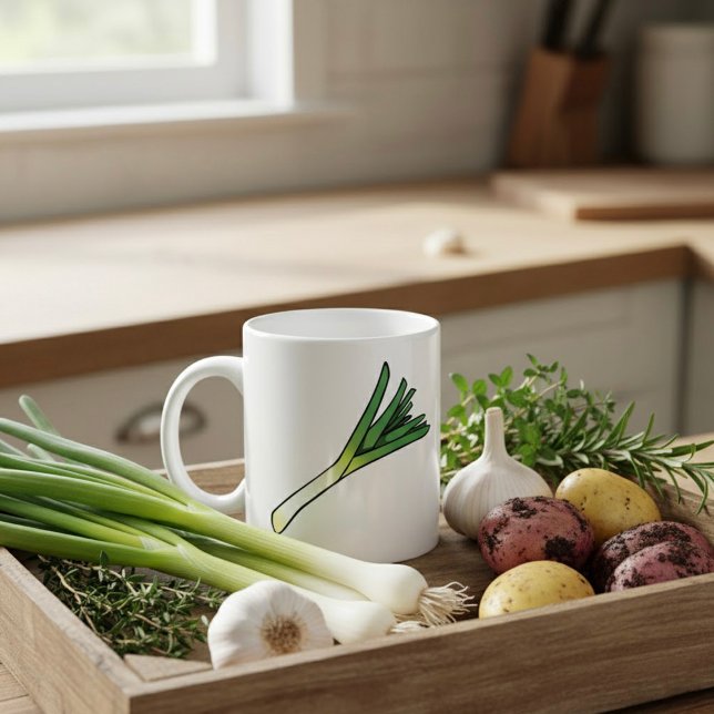 Simple Green Leek Vegetable Coffee Mug (Creator Uploaded)