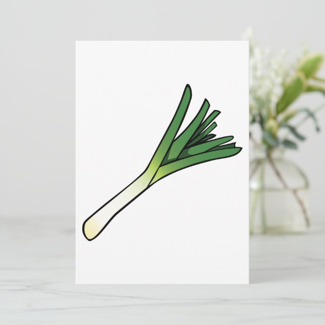 Simple Green Leek Vegetable Invitation (Standing Front)