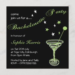 Simple Green Martini Swirl Bachelorette Party Invitation
