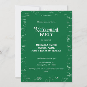 Simple Green Math Teacher Retirement Party Invitation