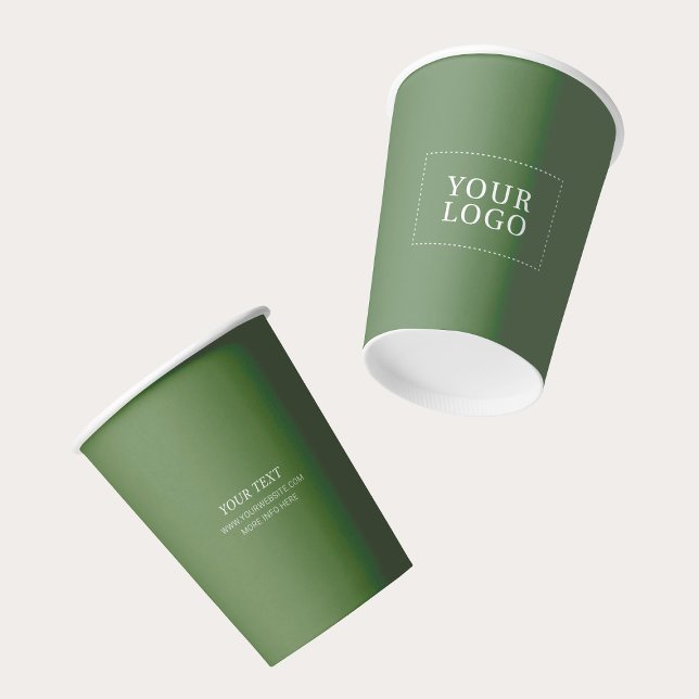 Simple Green Minimal Business Logo Custom Paper Cups (Creator Uploaded)