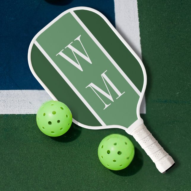 Simple Green Minimalist Monogrammed  Pickleball Paddle (Creator Uploaded)
