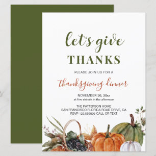 Simple Green Minimalist Thanksgiving Dinner Invitation