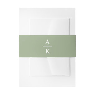 Simple Green Minimalist Wedding Monogram    Invitation Belly Band