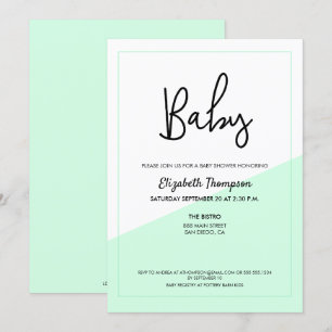 Simple Green Modern Gender Neutral Baby Shower Invitation