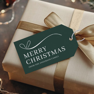 Simple green modern Merry Christmas Gift Tags