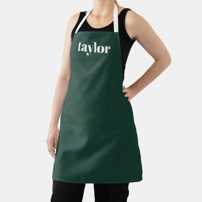 Simple Green Modern Minimalist Trendy Personalised Apron (Insitu)