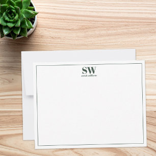 Simple Green Modern Personalised Monogram Card