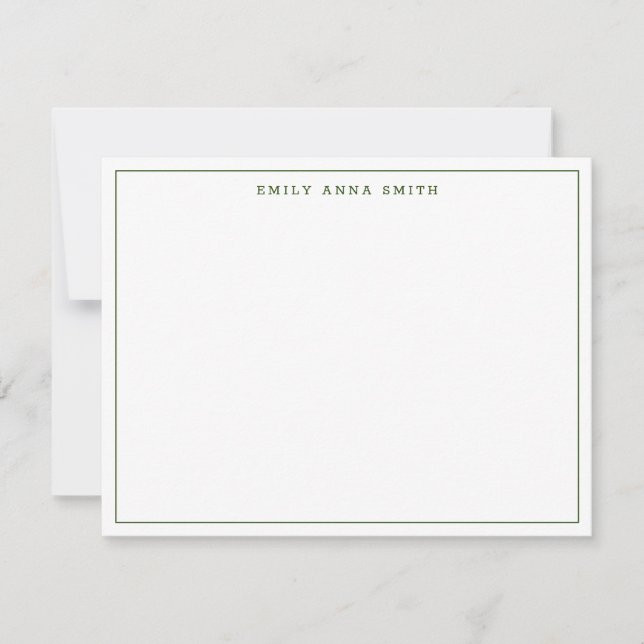 Simple Green Modern Professional Border Note Card (Front)