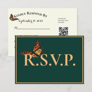 Simple Green Monarch Butterfly QRC RSVP Card