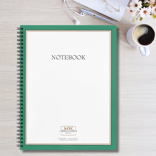 Simple Green Monogram Business Notebook (Creator Uploaded)