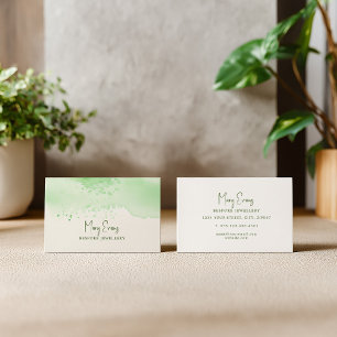 Simple green on green watercolour business card