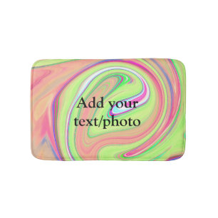 Simple green orange watercolor add your text name bath mat