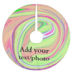 Simple green orange watercolor add your text name brushed polyester tree skirt