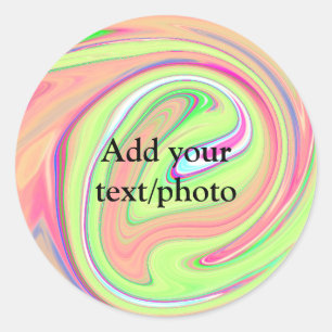 Simple green orange watercolor add your text name classic round sticker