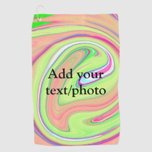 Simple green orange watercolor add your text name golf towel