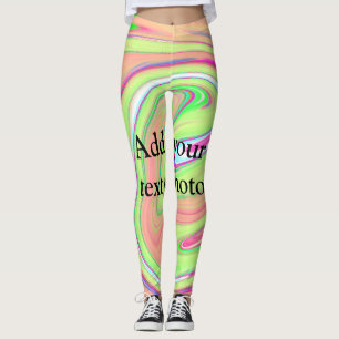 Simple green orange watercolor add your text name leggings