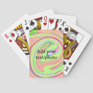 Simple green orange watercolor add your text name playing cards