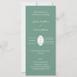 Simple Green Personalised Wedding invitation