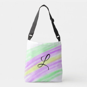 Simple green purple watercolor add your monogram n crossbody bag