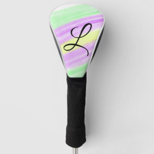 Simple green purple watercolor add your monogram n golf head cover